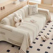 Soft Chenille Sofa Throw with Tassels and Washable Cover